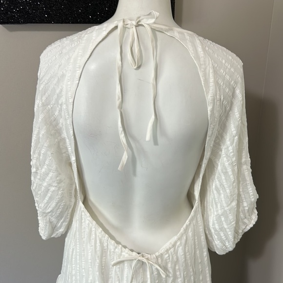MODERN CITIZEN White Short Sleeve Open Back Dress Cottage Core Dress Sz S NEW - Picture 7 of 10